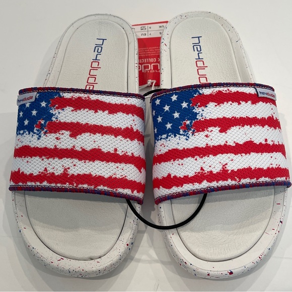 NWT Hey Dude Peggy Flag Slide Sandals Women's Size 7 NEW - Picture 2 of 16